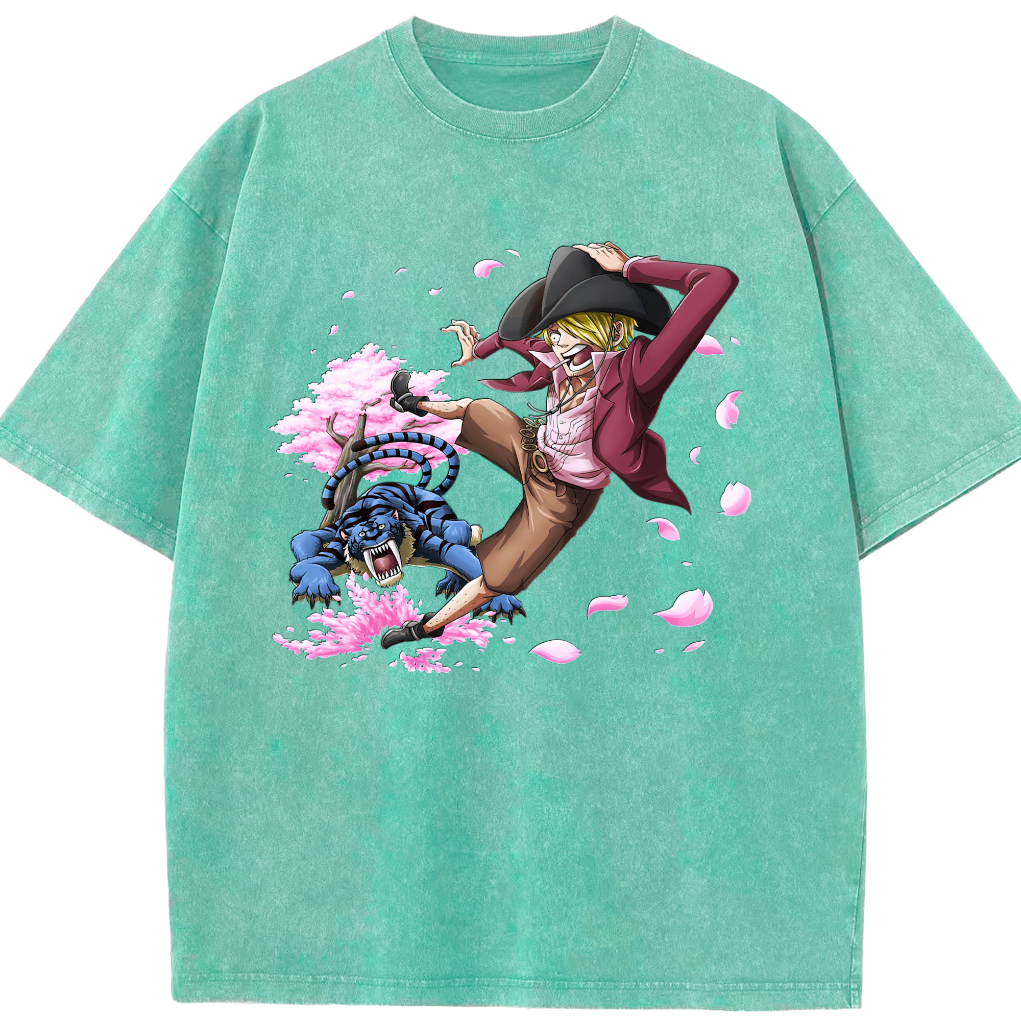 （画像用） ワンピース サンジ ONE PIECE Sanji 綿100% ヴィンテージ風 半袖Tシャツ（フロントプリント）